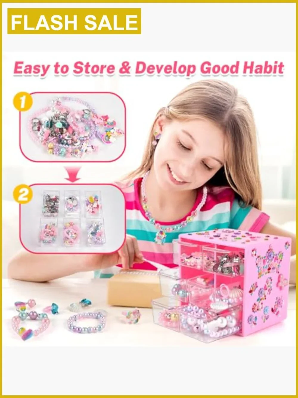 42pc Princess Jewelry Set Rings Earrings Necklace Hair Clips Stickers Toy